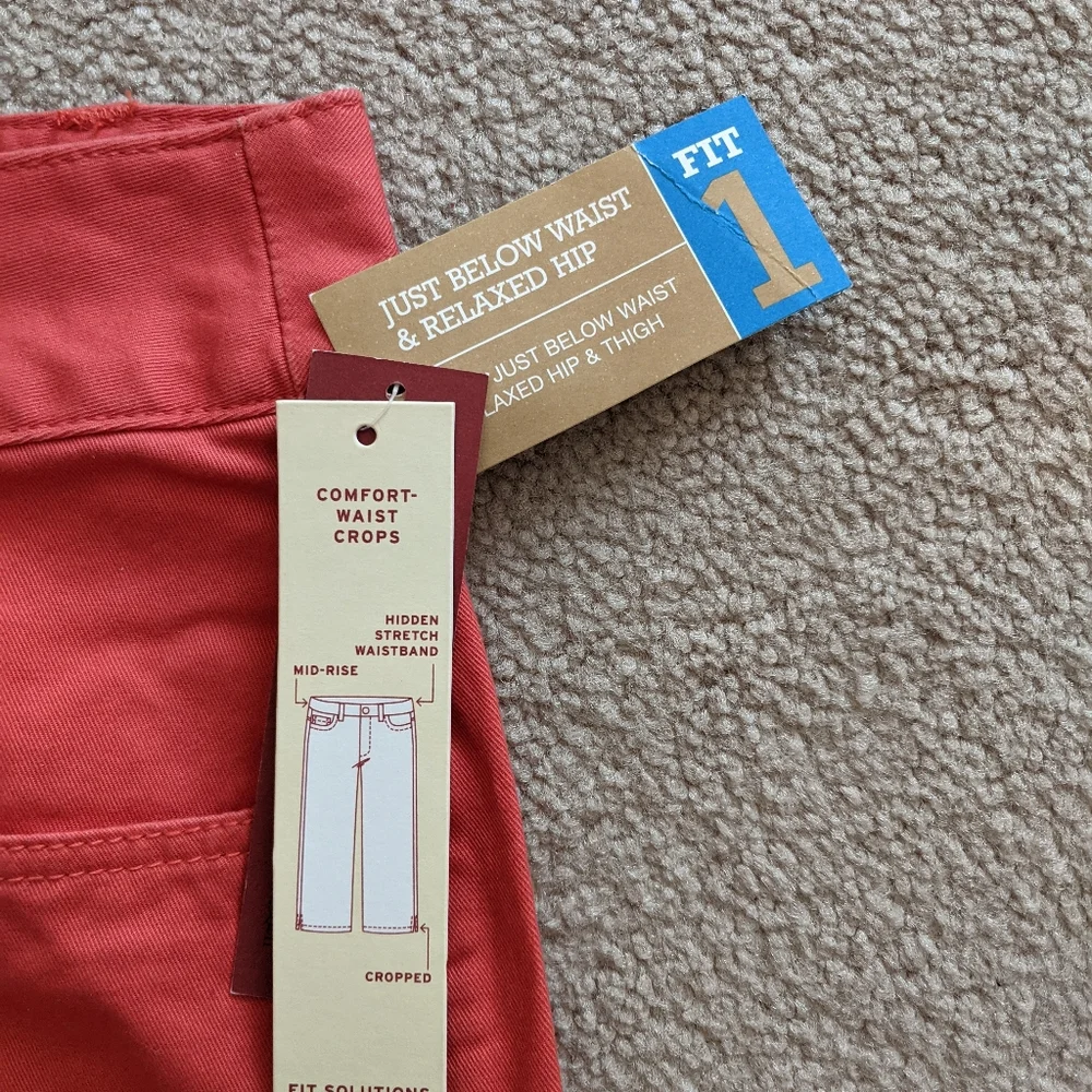 Merona NWT comfort waist stretch crop pants, size 14, Salmon pink